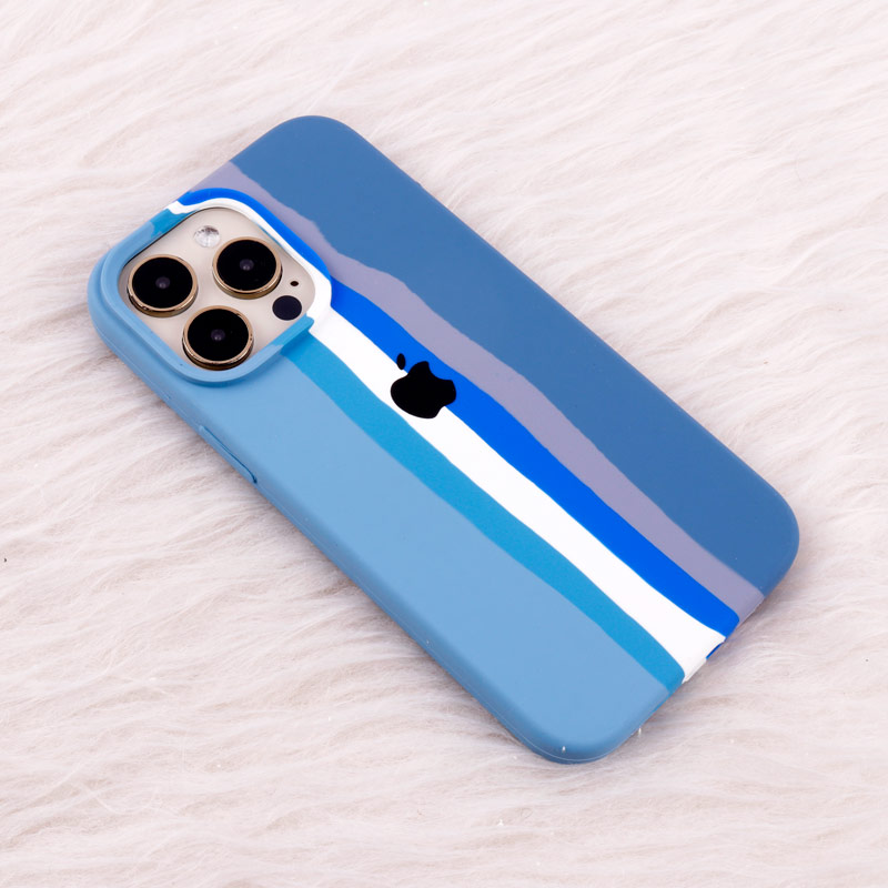قاب سیلیکونی اورجینال رنگین کمانی iPhone 14 Pro Max