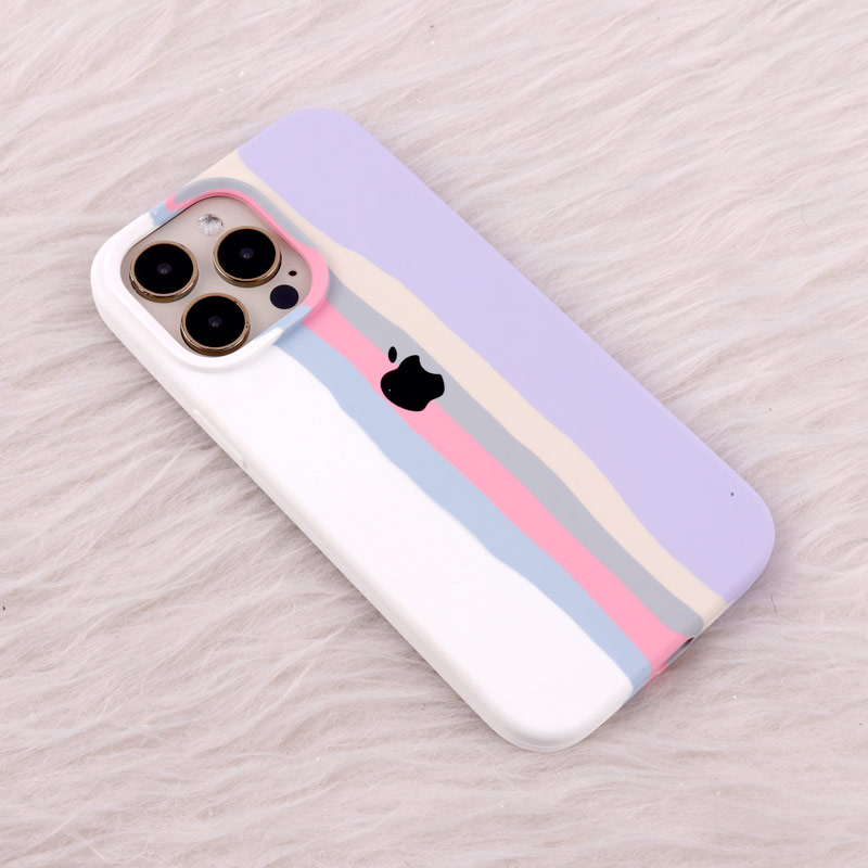 قاب سیلیکونی اورجینال رنگین کمانی iPhone 14 Pro Max