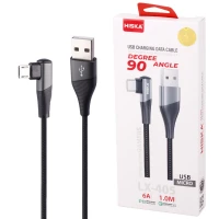 کابل میکرو یو اس بی فست شارژ Hiska LX-405 6A PD QC3.0 1m یکسر L