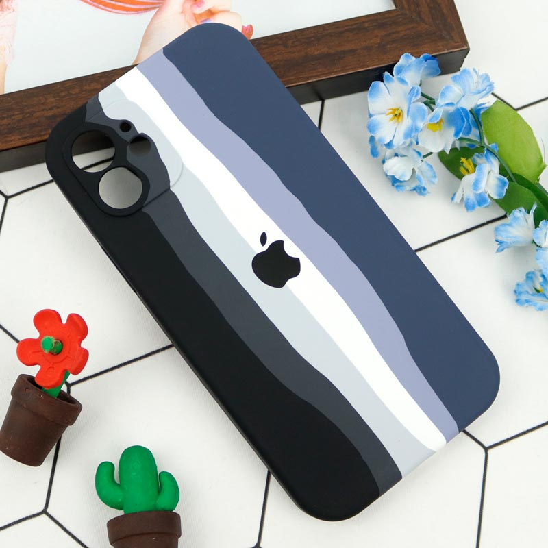 قاب سیلیکونی اورجینال رنگین کمانی محافظ لنزدار iPhone 12