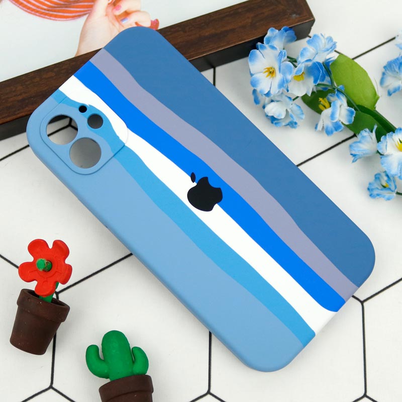 قاب سیلیکونی اورجینال رنگین کمانی محافظ لنزدار iPhone 12