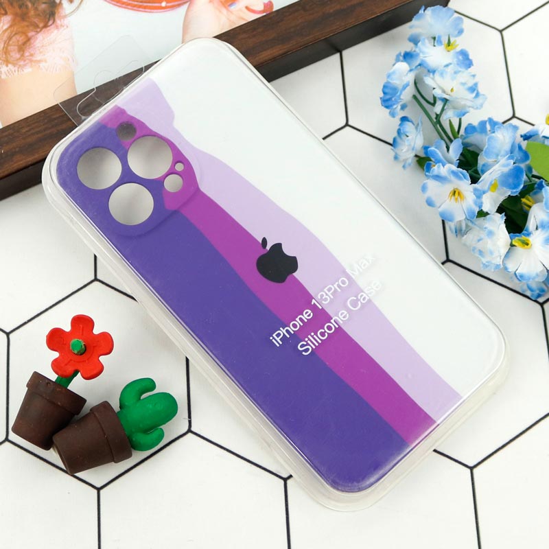 قاب سیلیکونی اورجینال رنگین کمانی محافظ لنزدار iPhone 13 Pro Max