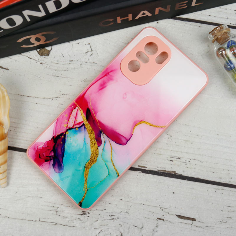قاب طرحدار پشت گلسی محافظ لنزدار Xiaomi Poco F3