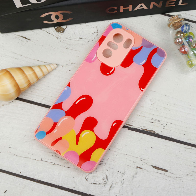 قاب طرحدار پشت گلسی محافظ لنزدار Xiaomi Poco F3