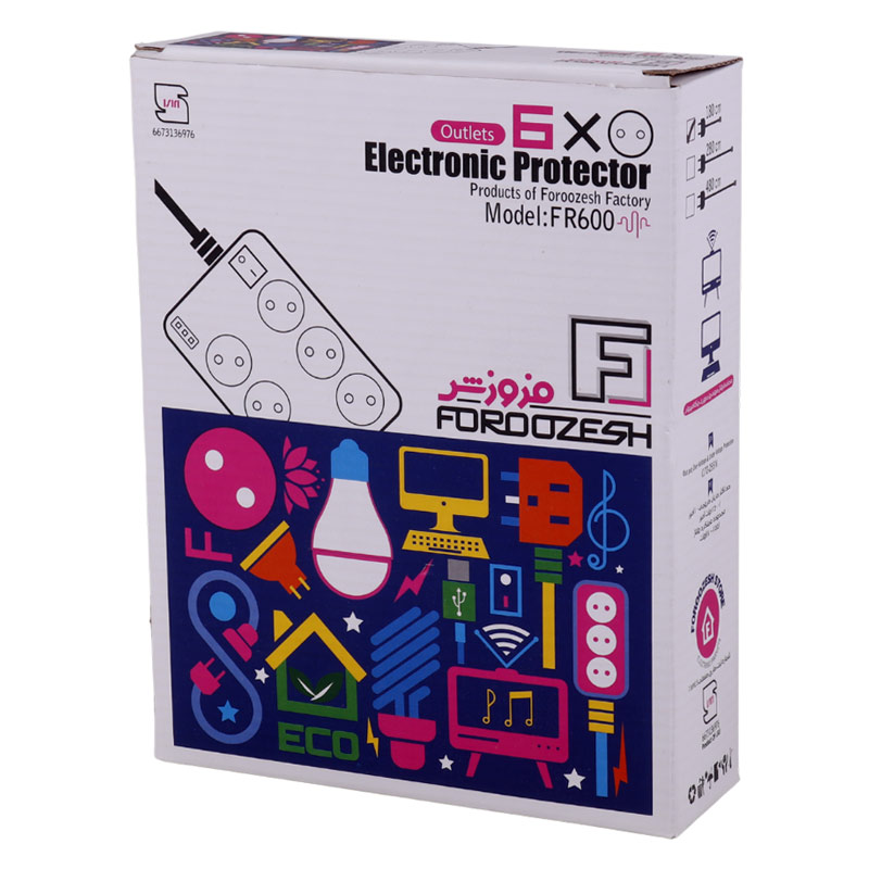 محافظ برق 6 خانه فروزش FR600 با کابل 1.8 متری FR600