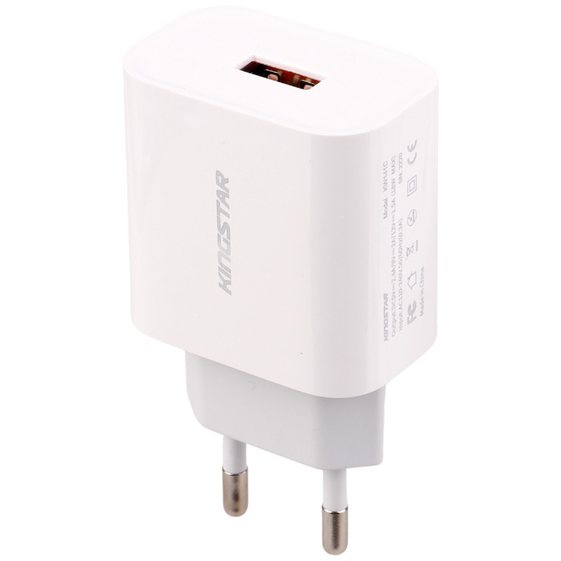شارژر دیواری فست شارژ Kingstar KW141C 2Port 2.4A QC3.0 PD 18W + کابل تایپ سی