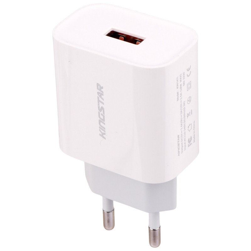 شارژر دیواری فست شارژ Kingstar KW141I 2.4A QC3.0 PD 18W + کابل آیفونی