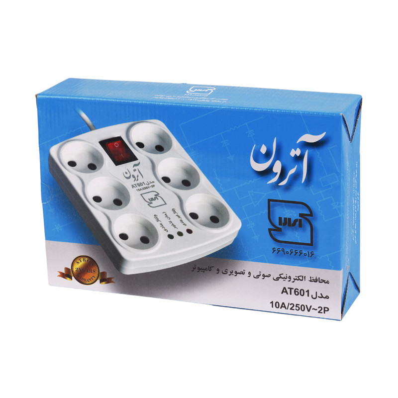 محافظ برق صوتی تصویری 6 خانه آترون با کابل 3 متری AT601