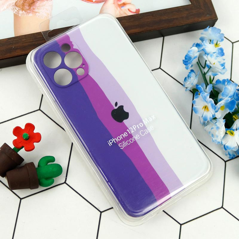 قاب سیلیکونی اورجینال رنگین کمانی محافظ لنزدار iPhone 12 Pro Max