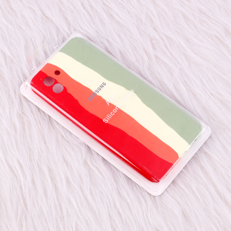 قاب سیلیکونی اورجینال رنگین کمانی محافظ لنزدار Samsung Galaxy A03