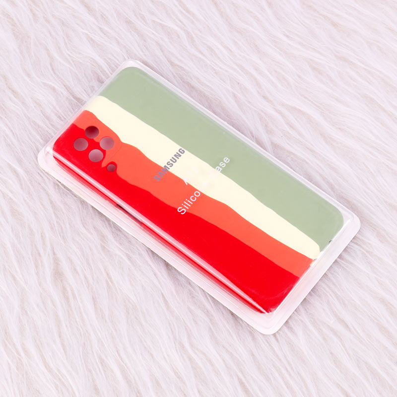 قاب محافظ لنزدار سیلیکونی اورجینال رنگین کمانی Samsung Galaxy A12