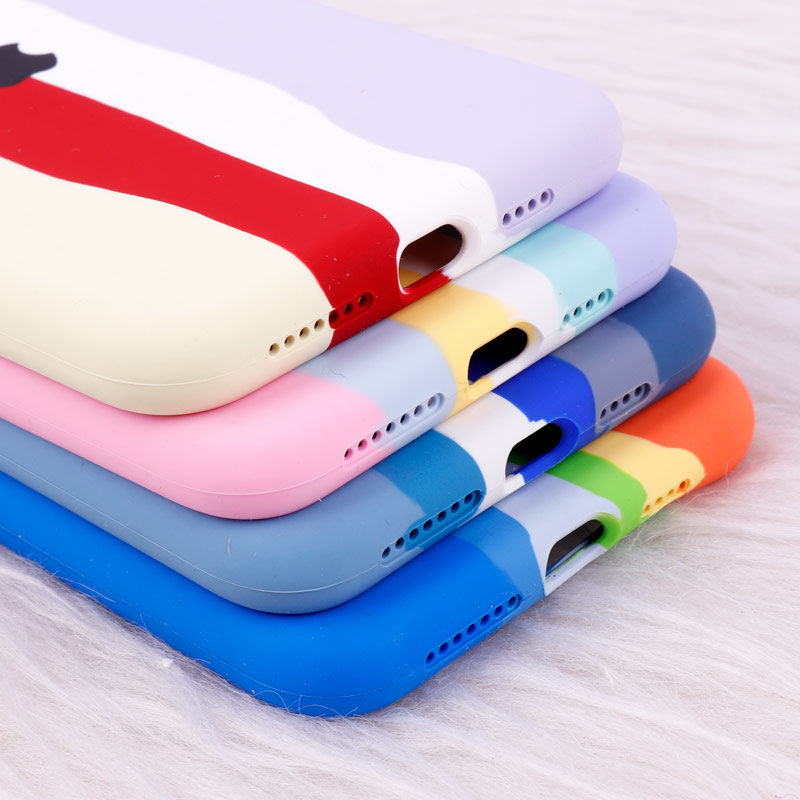 قاب سیلیکونی اورجینال رنگین کمانی محافظ لنزدار iPhone 11 Pro Max