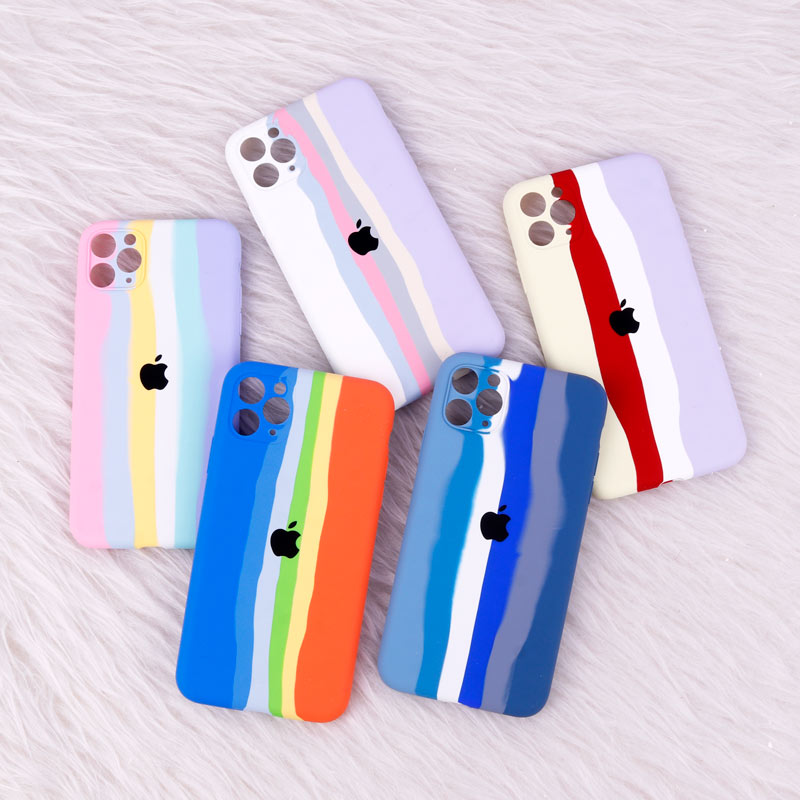قاب سیلیکونی اورجینال رنگین کمانی محافظ لنزدار iPhone 11 Pro Max