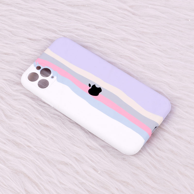 قاب سیلیکونی اورجینال رنگین کمانی محافظ لنزدار iPhone 11 Pro Max