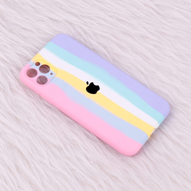قاب سیلیکونی اورجینال رنگین کمانی محافظ لنزدار iPhone 11 Pro Max