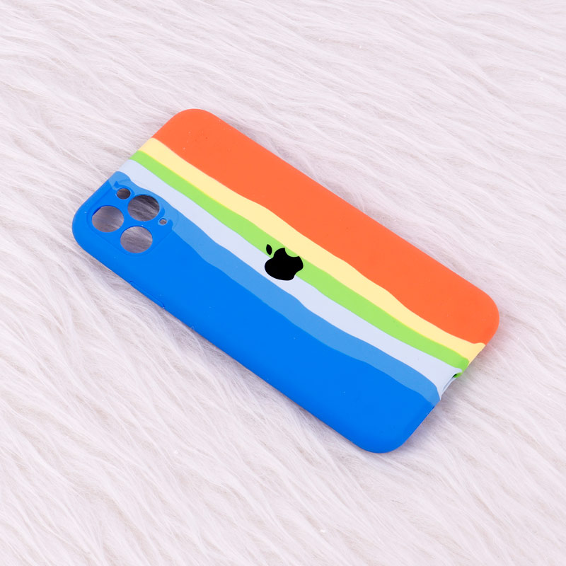 قاب سیلیکونی اورجینال رنگین کمانی محافظ لنزدار iPhone 11 Pro Max