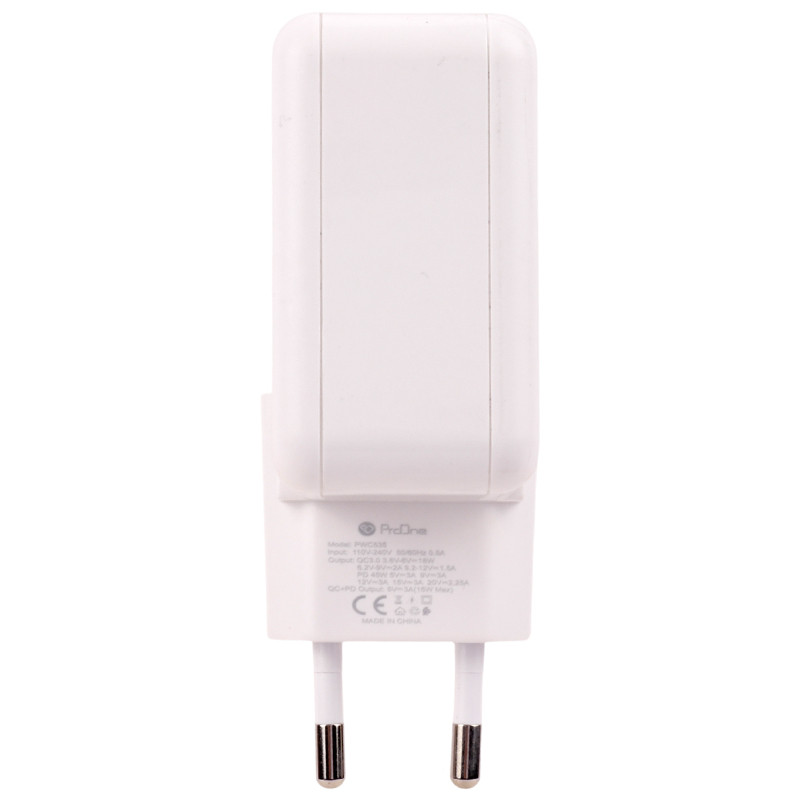 شارژر دیواری 45 وات پرووان PWC535 QC3.0 PD 3A