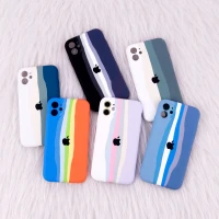 قاب سیلیکونی اورجینال رنگین کمانی محافظ لنزدار iPhone 11