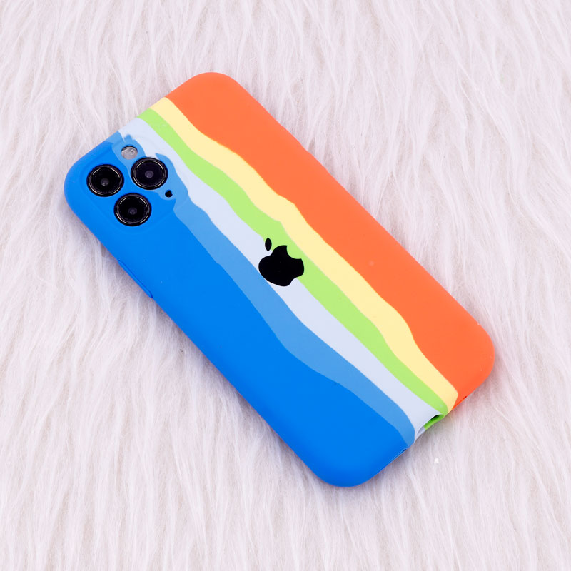 قاب سیلیکونی اورجینال رنگین کمانی محافظ لنزدار iPhone 11 Pro