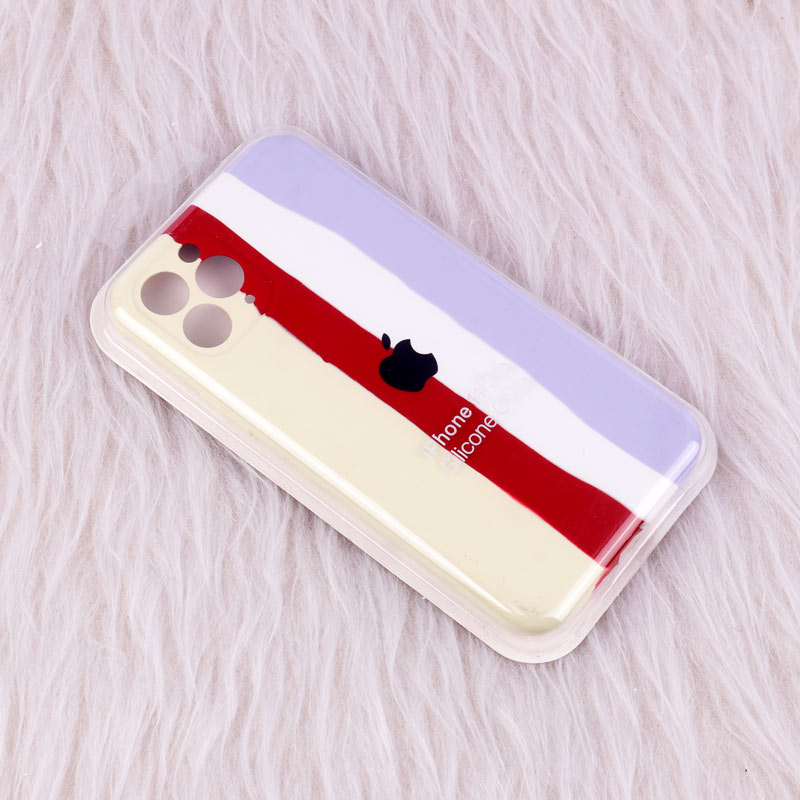 قاب سیلیکونی اورجینال رنگین کمانی محافظ لنزدار iPhone 11 Pro