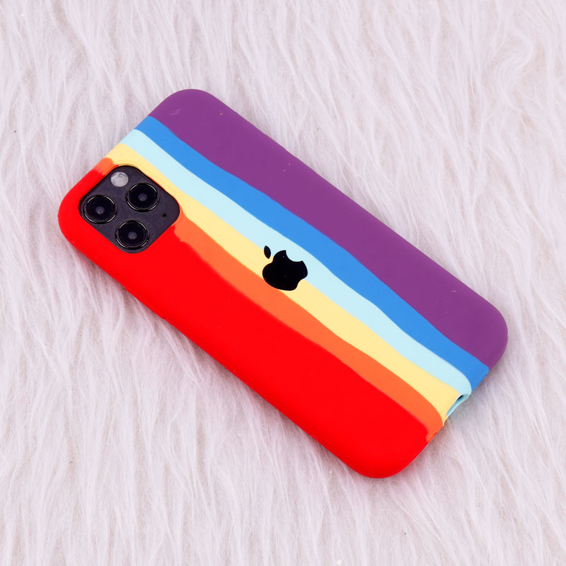 قاب سیلیکونی اورجینال رنگین کمانی محافظ لنزدار iPhone 11 Pro
