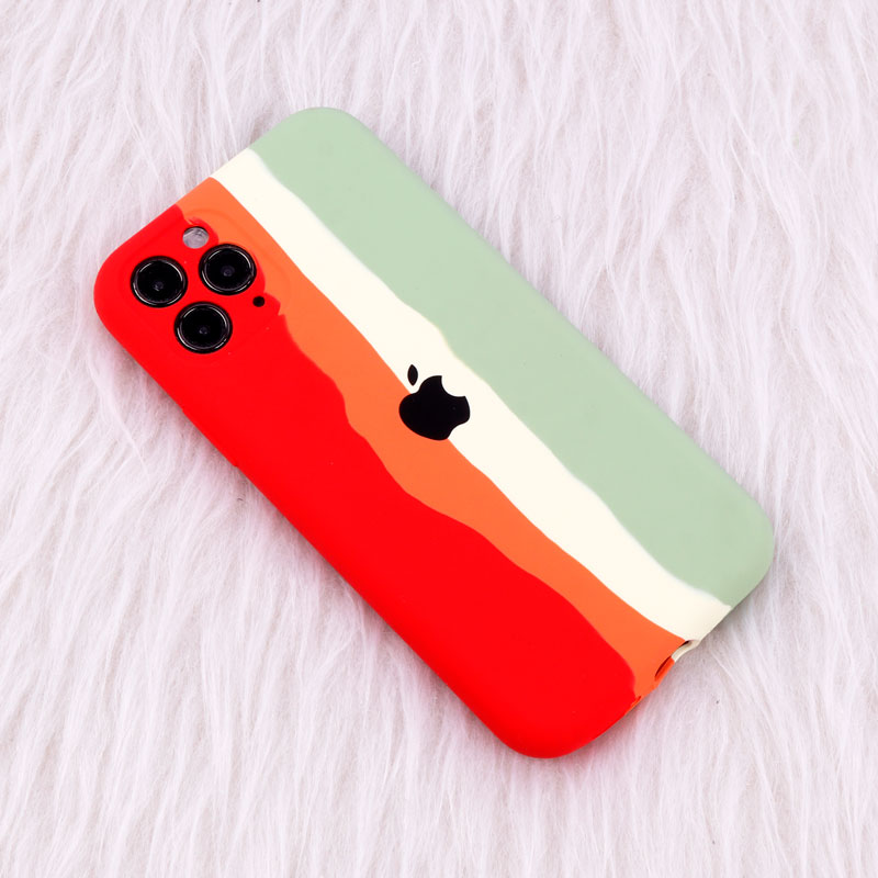 قاب سیلیکونی اورجینال رنگین کمانی محافظ لنزدار iPhone 11 Pro