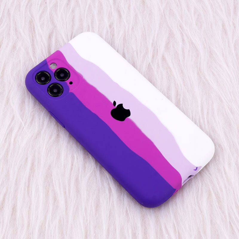 قاب سیلیکونی اورجینال رنگین کمانی محافظ لنزدار iPhone 11 Pro