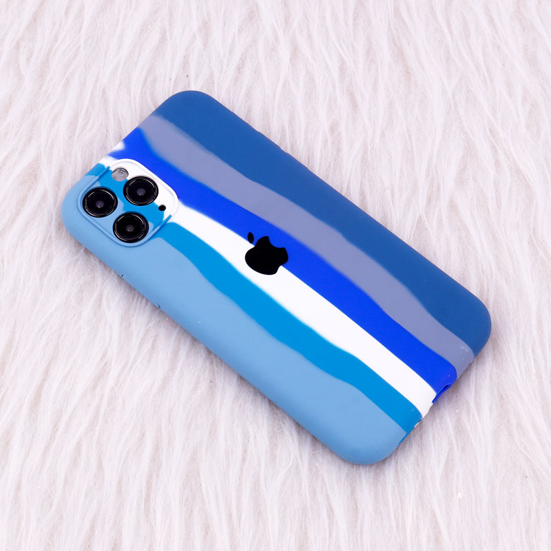 قاب سیلیکونی اورجینال رنگین کمانی محافظ لنزدار iPhone 11 Pro