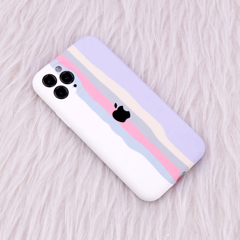 قاب سیلیکونی اورجینال رنگین کمانی محافظ لنزدار iPhone 11 Pro