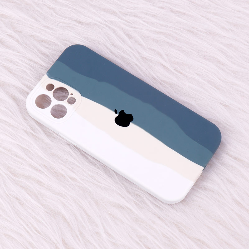 قاب سیلیکونی اورجینال رنگین کمانی محافظ لنزدار iPhone 12