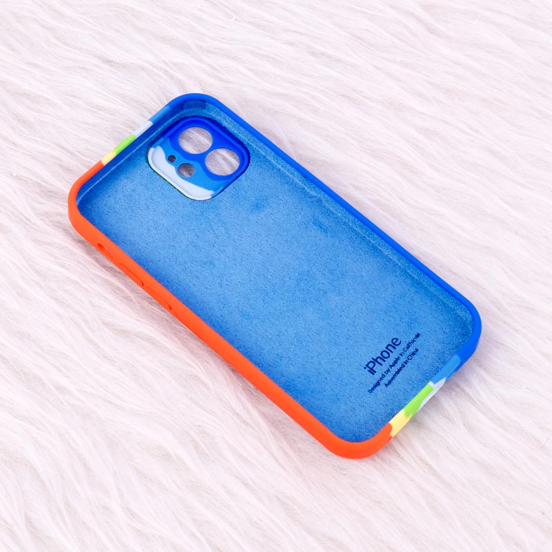قاب سیلیکونی اورجینال رنگین کمانی محافظ لنزدار iPhone 12