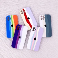 قاب سیلیکونی اورجینال رنگین کمانی محافظ لنزدار iPhone 12