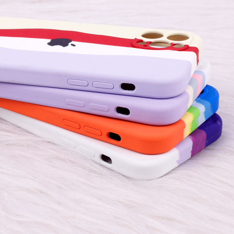 قاب سیلیکونی اورجینال رنگین کمانی محافظ لنزدار iPhone 12
