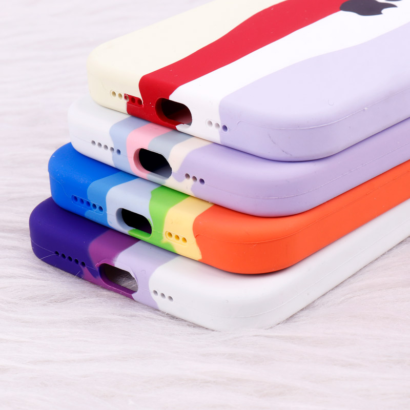 قاب سیلیکونی اورجینال رنگین کمانی محافظ لنزدار iPhone 12