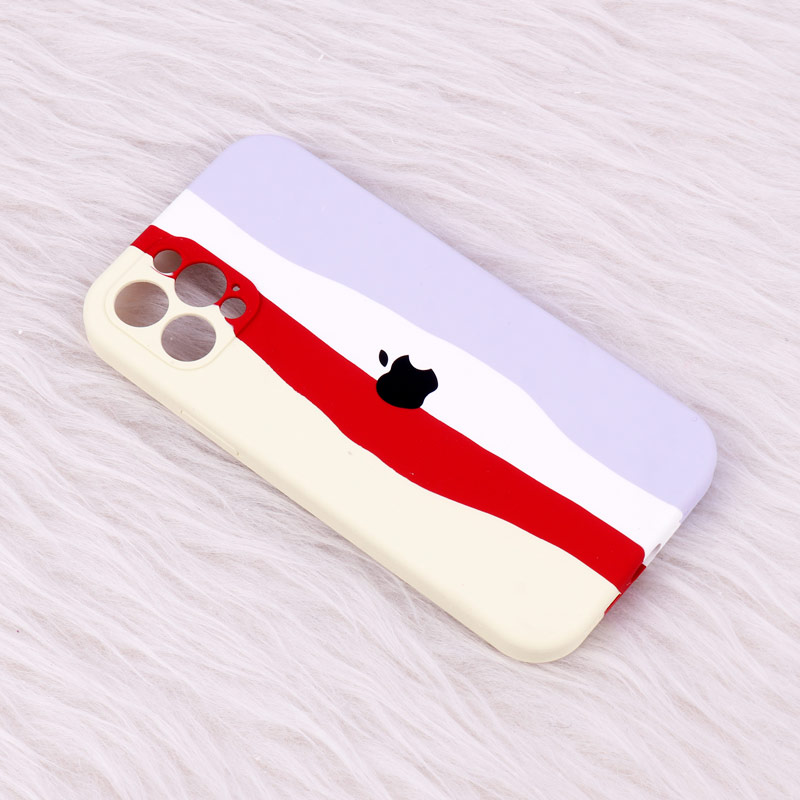 قاب سیلیکونی اورجینال رنگین کمانی محافظ لنزدار iPhone 12