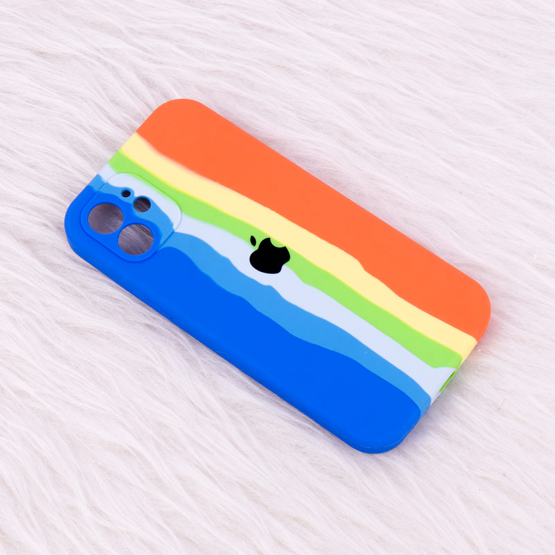 قاب سیلیکونی اورجینال رنگین کمانی محافظ لنزدار iPhone 12