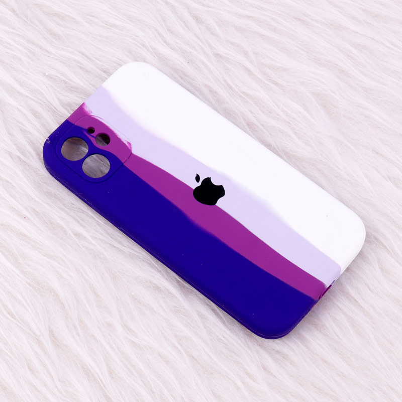 قاب سیلیکونی اورجینال رنگین کمانی محافظ لنزدار iPhone 12