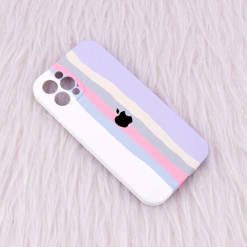 قاب سیلیکونی اورجینال رنگین کمانی محافظ لنزدار iPhone 12 Pro
