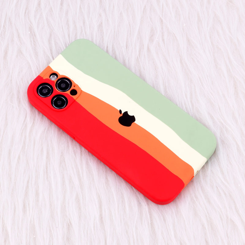 قاب سیلیکونی اورجینال رنگین کمانی محافظ لنزدار iPhone 12 Pro Max