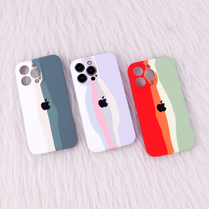 قاب سیلیکونی اورجینال رنگین کمانی محافظ لنزدار iPhone 13 Pro
