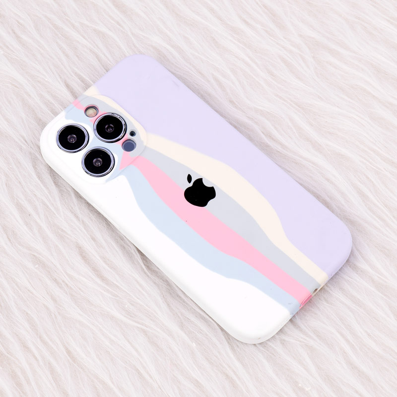 قاب سیلیکونی اورجینال رنگین کمانی محافظ لنزدار iPhone 13 Pro