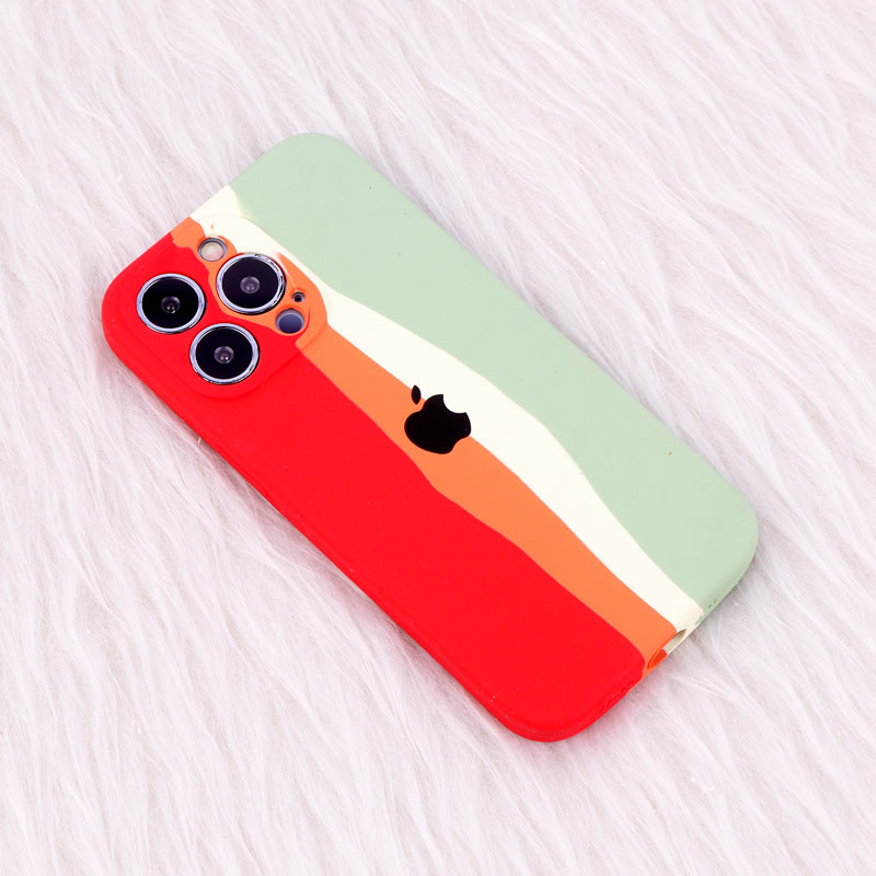 قاب سیلیکونی اورجینال رنگین کمانی محافظ لنزدار iPhone 13 Pro