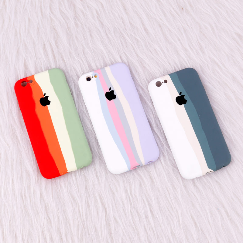 قاب سیلیکونی اورجینال رنگین کمانی iPhone 6/6s