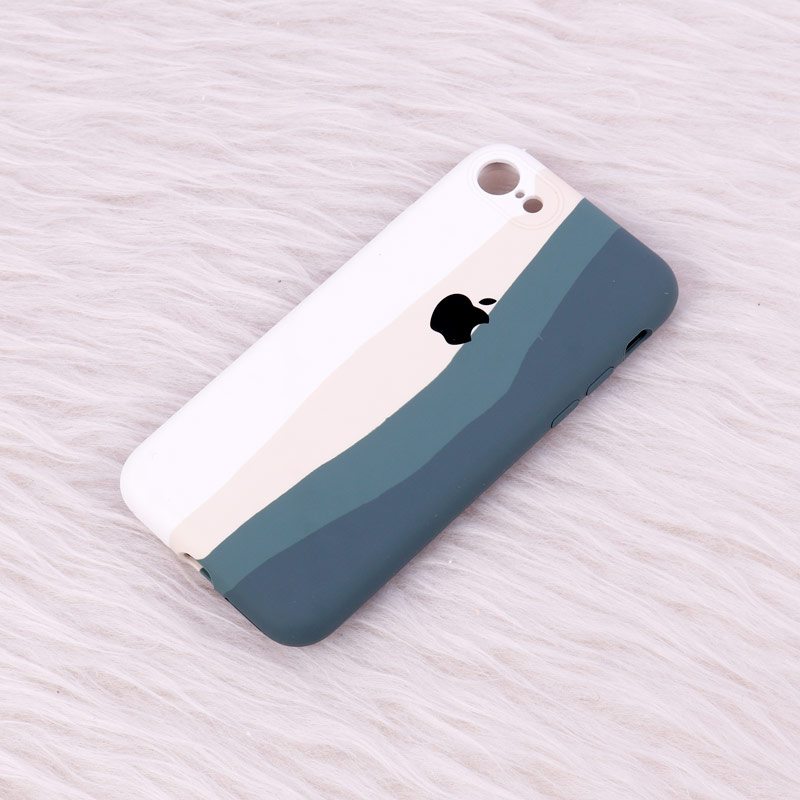 قاب سیلیکونی اورجینال رنگین کمانی محافظ لنزدار iPhone 7/8/SE 2020