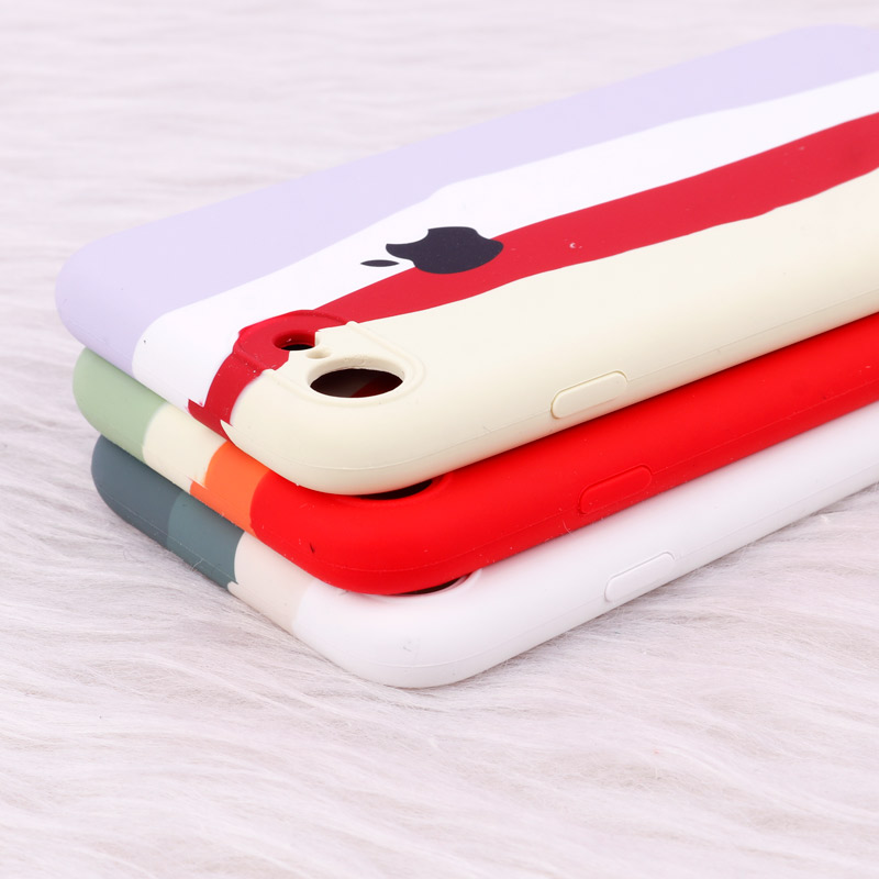 قاب سیلیکونی اورجینال رنگین کمانی محافظ لنزدار iPhone 7/8/SE 2020