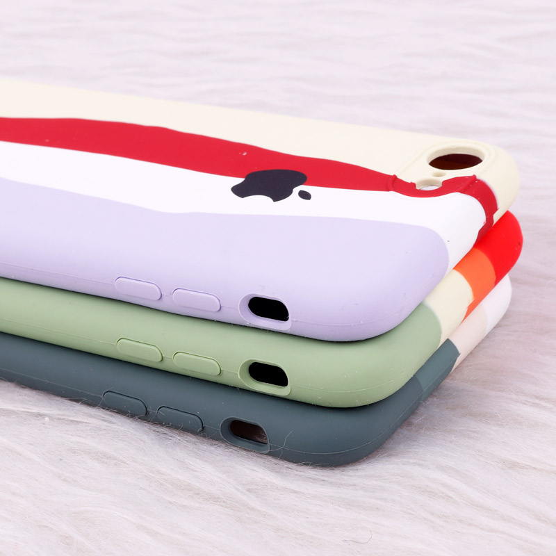 قاب سیلیکونی اورجینال رنگین کمانی محافظ لنزدار iPhone 7/8/SE 2020