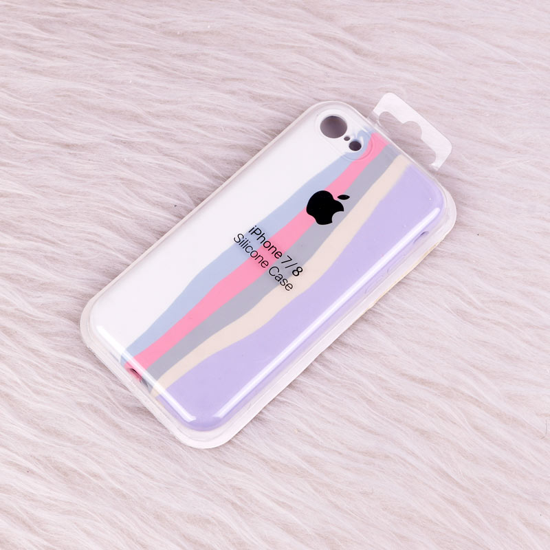 قاب سیلیکونی اورجینال رنگین کمانی محافظ لنزدار iPhone 7/8/SE 2020