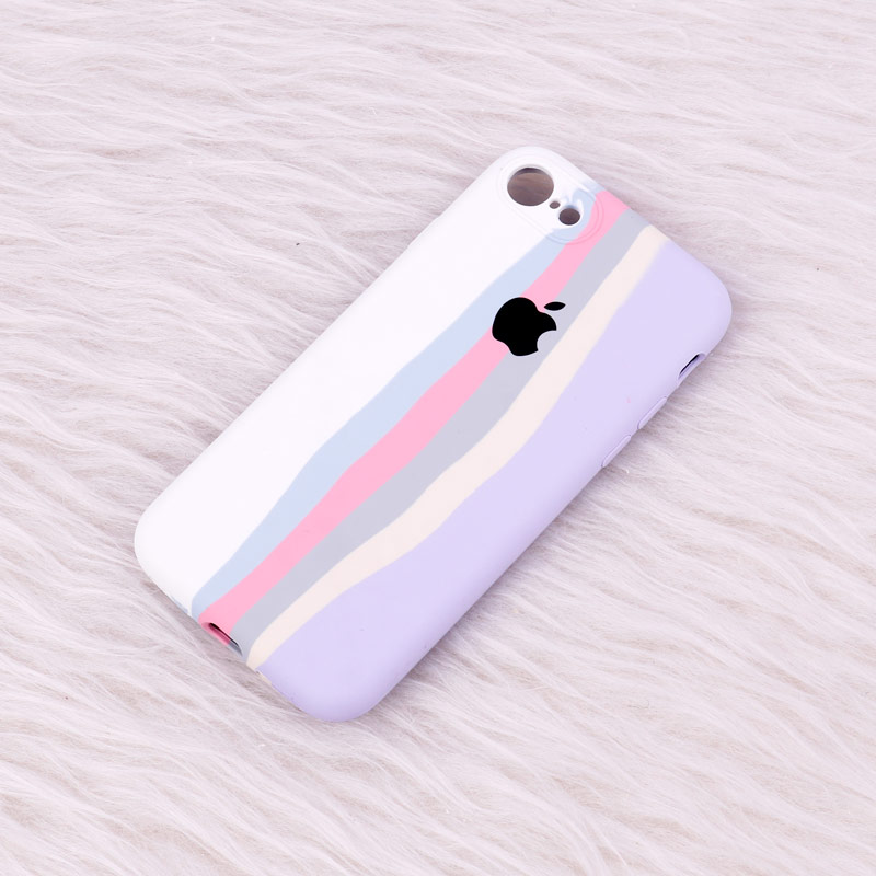 قاب سیلیکونی اورجینال رنگین کمانی محافظ لنزدار iPhone 7/8/SE 2020