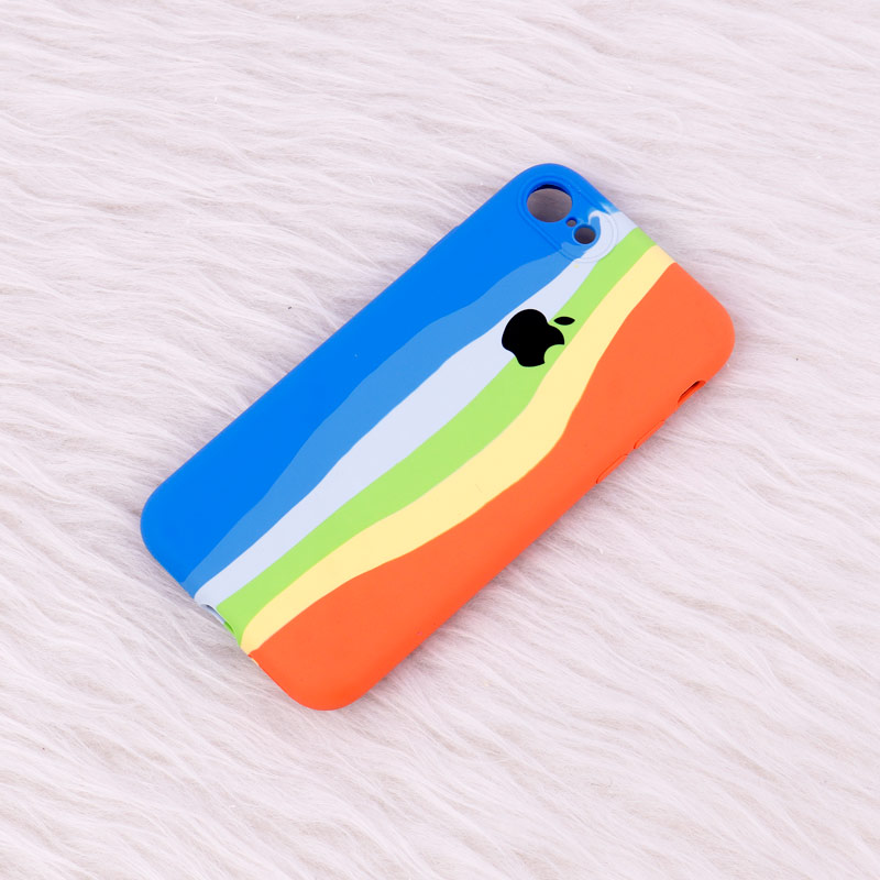 قاب سیلیکونی اورجینال رنگین کمانی محافظ لنزدار iPhone 7/8/SE 2020