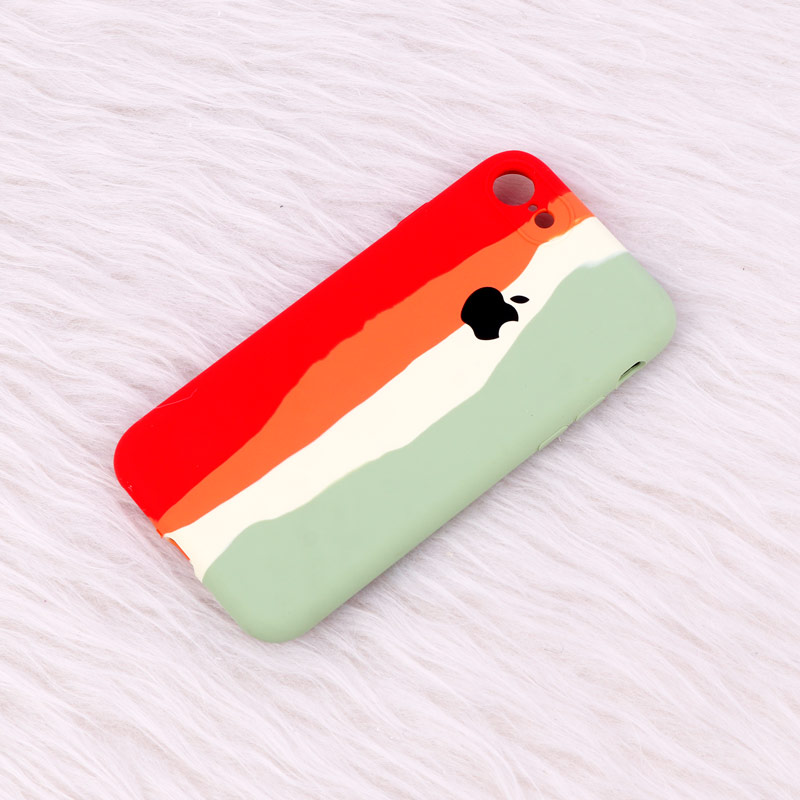 قاب سیلیکونی اورجینال رنگین کمانی محافظ لنزدار iPhone 7/8/SE 2020